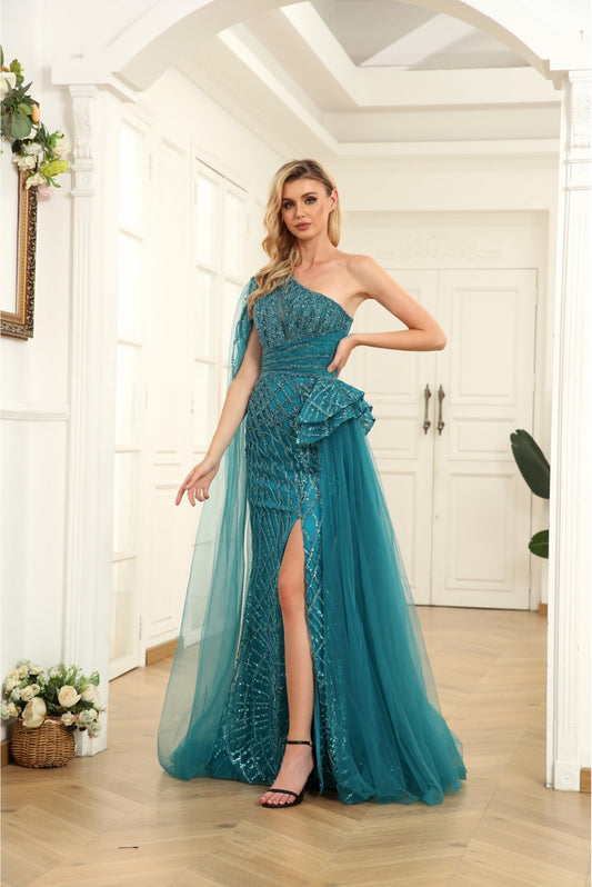 High Couture NR2235 Long One Shoulder Formal Prom Dress