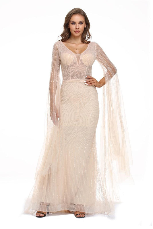 High Couture NR2242 Long Sleeve Formal Evening Dress